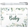 Tenare Baby Shower Book Wishes for Baby Guestbook with Pen Shower Games Advice Book Alternative Toddler Gifts(Green Leaf)