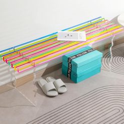 TOMTREE Entryway Bench, Acrylic Storage Bench for Living Room, Indoor Entryway Shoe Bench Seat in Rainbow Color - Medium