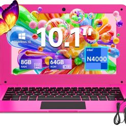 TOPOSH 10.1" Mini Laptop for Kids & Students - Windows 10, Intel Celeron N4000, 8GB RAM, 64GB SSD (Expandable), WiFi, Bluetooth, Portable Lightweight Computer for Girls - Rose Pink