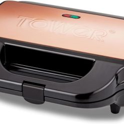 Tower T27032RG 3-in-1 Deep Filled Snack Maker with Non-Stick Coated Plate and Automatic Temperature Control, 900W, Rose Gold