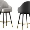 TTCHDPBX Comfort Stools Ergonomic Barstools Set of 2, Black Chrome Legs Upholstered Counter Stools, Leather Swivel Bar Stools, Counter Height Bar Chairs Home Bar Furniture