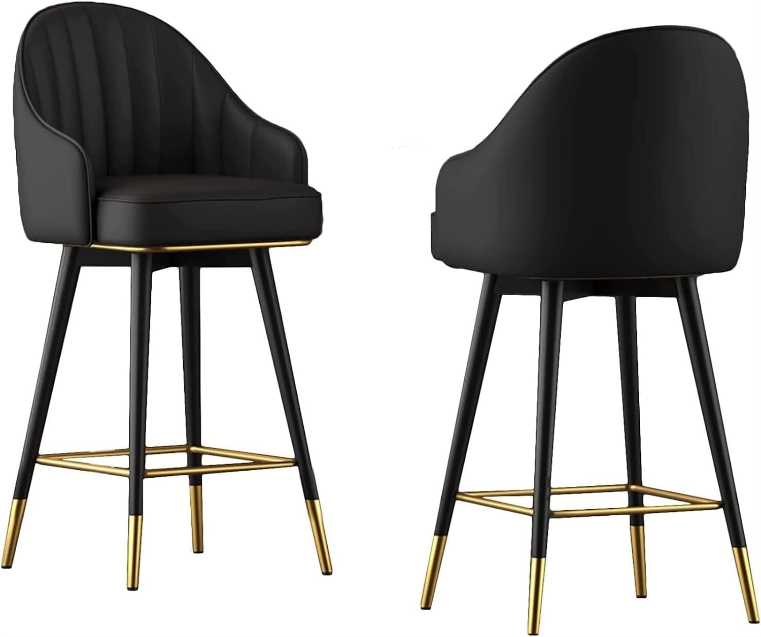 TTCHDPBX Comfort Stools Ergonomic Barstools Set of 2, Black Chrome Legs Upholstered Counter Stools, Leather Swivel Bar Stools, Counter Height Bar Chairs Home Bar Furniture