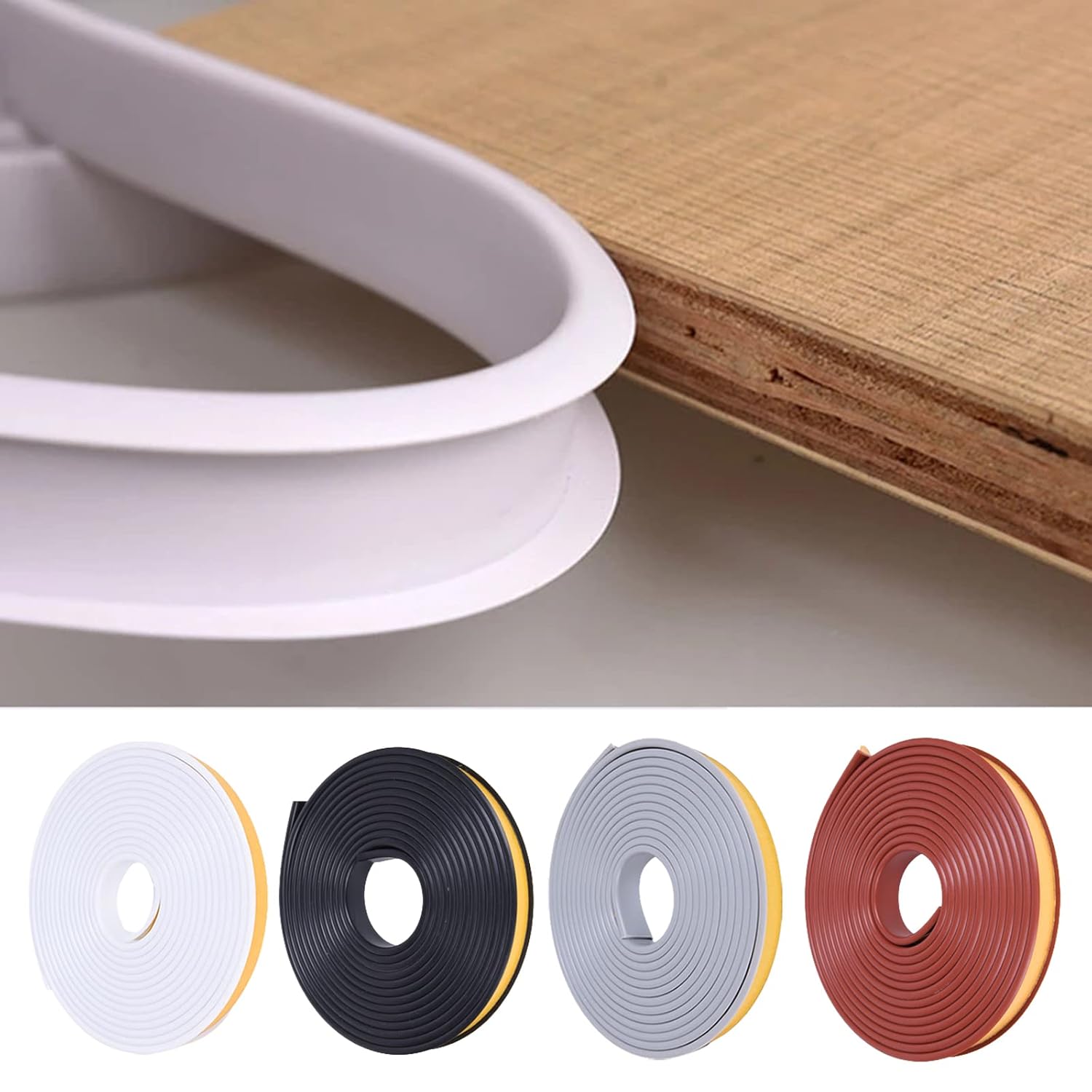 U-Shape Furniture Edge Banding Self Adhesive TPE Flexible Edge Protector Tape Edge Guards Edging Trim for Table Cabinet Furniture Restoration (9mm*5m, Gray)