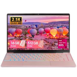 UDKED 14 inch 2.5K Laptop RAM 16G 512G SSD N95 (up to 3.4GHz) Notebook PC Backlit KB Ultrabook 2560x1440 IPS FHD Computer Laptop USB3.0 x2,WIFI Rose Gold