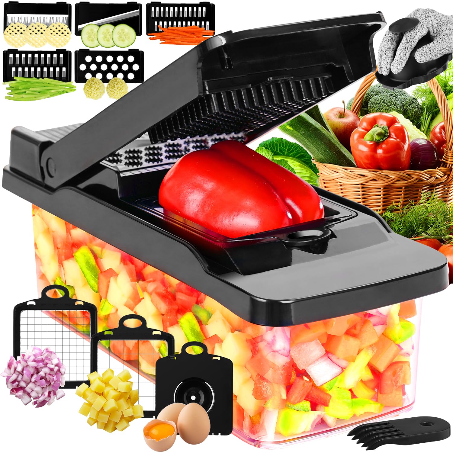 Vegetable Chopper, Pro Onion Chopper, Kitchen Mandoline Food Chopper, Multifunctional Kitchen Vegetable Slicer Dicer Cutter,Mandoline Vegetable Slicer Salad Chopper,Carrot and...