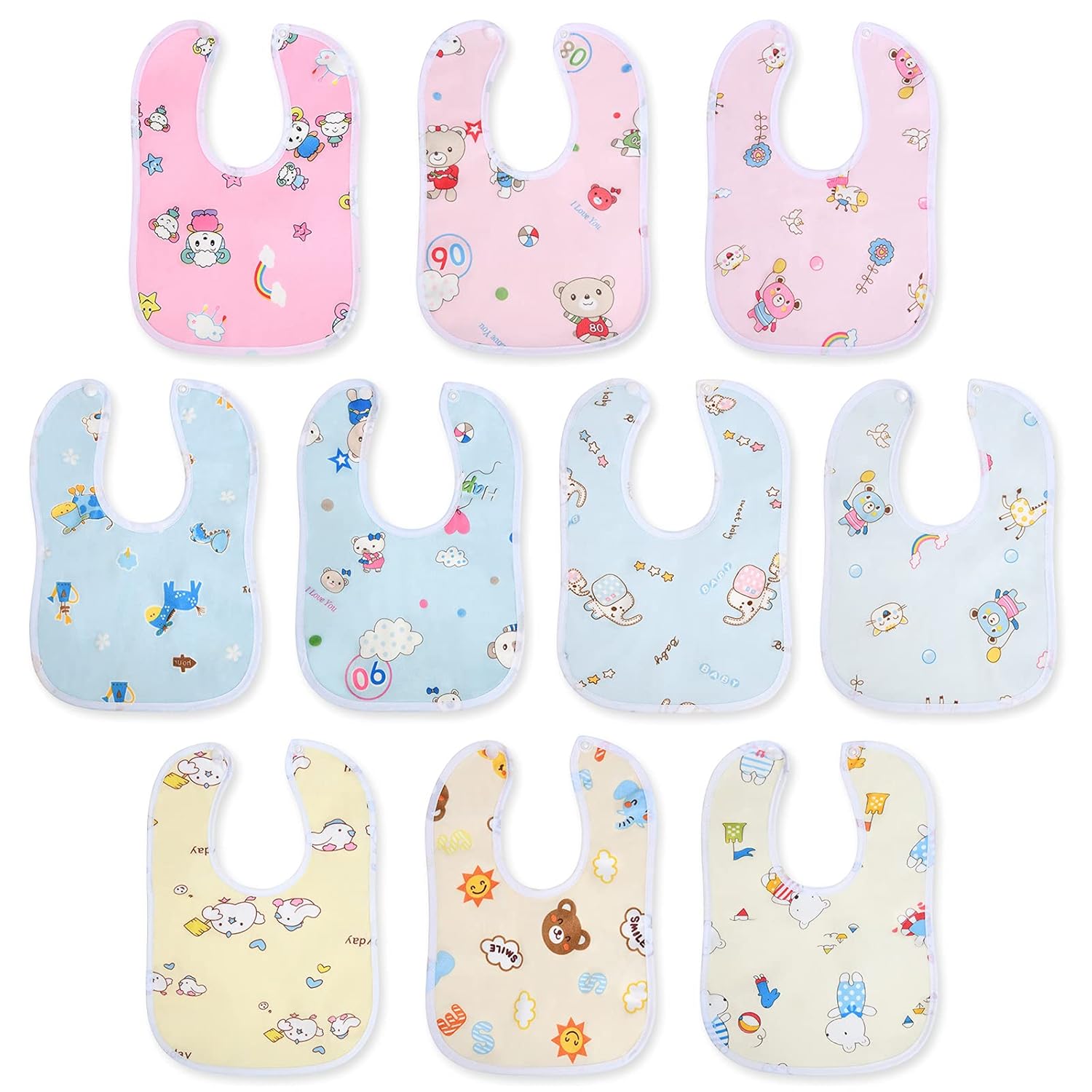 Vicloon Baby Bandana Dribble Bibs Drool Bibs, 10pc Infant Teething Soft and Absorbent with Adjustable Snaps, Bib Set for Unisex Newborn Toddlers Aged 0-36 Months