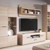 Vika Wall Unit LUCANO living room furniture TV stand +2 glassy cupboards + shelf 4 parts oak colour