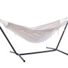 Vivere UHSDO8-00 Double Cotton Hammock with Space-Saving Steel Stand Including Carrying Bag, Natural