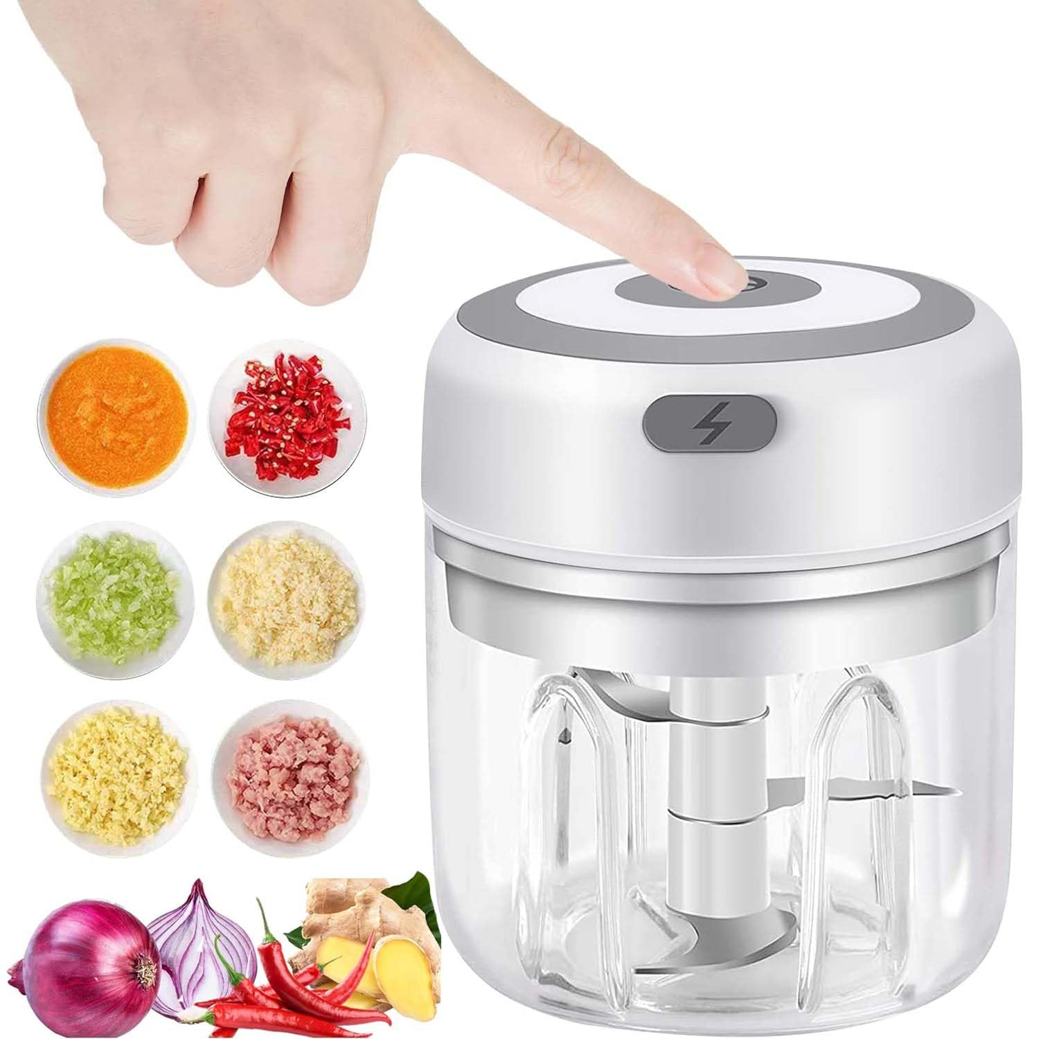 VOUM Mini Food Chopper Electric - Food Processor and Blender, USB Charging Portable Vegetable Fruit Meat Garlic Onion Ginger Chopper with 3 Sharp Blades Grinder,Kitchen Gadget...