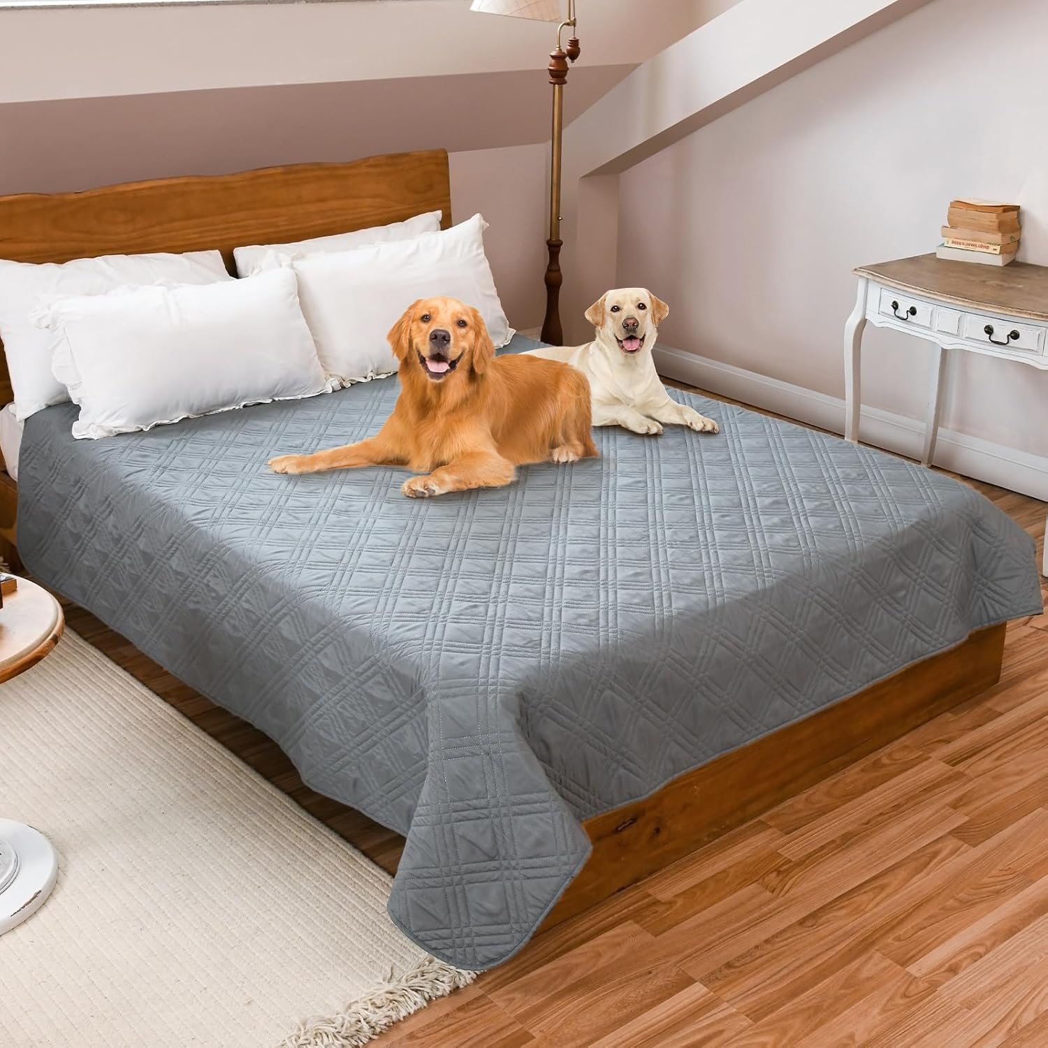 Waterproof Dog Bed Covers for Couch Protection, Water-Resistant Anti-Slip Soft Dog Pet Blanket, for Furniture Bed Couch Sofa (208x208cm,Grey)