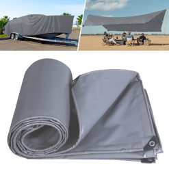 Waterproof Tarpaulin Cover 2.6 x 3.4 m Uv, Dust, Rain, Snow Protection, Multi Sizes Waterproof Cover Tarp Ground Sheet for Garden Furniture Shed Camping, Grey
