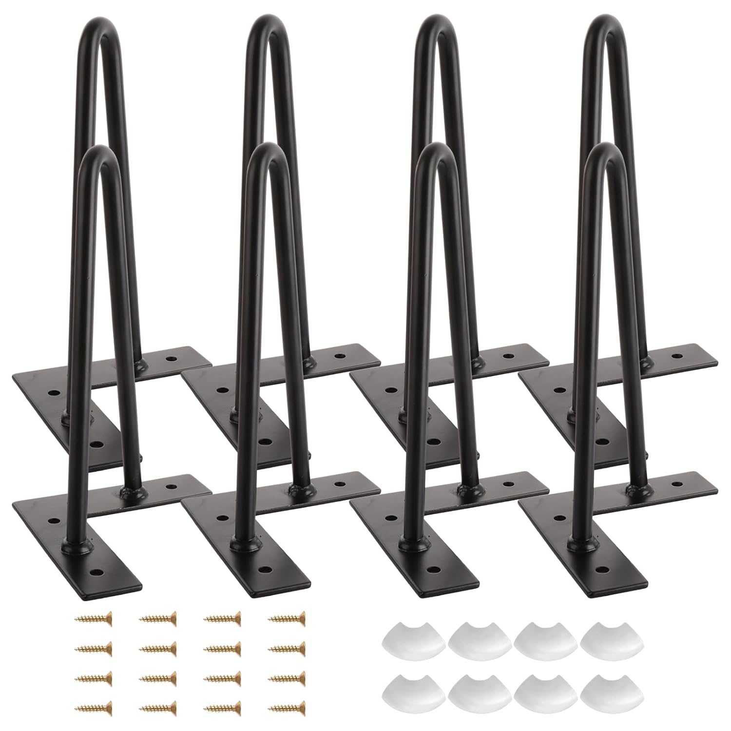 WOPPLXY 8 PCS Hairpin Legs 8Inch - 20cm Metal Table Legs Black Hair Pin Furniture Legs - 10mm 2 Rods Solid Heavy Duty Coffee Table Legs for Modern Home, Cabinet, Sofa