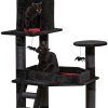 YARUOMY Gothic Cat Tree with Coffin Bed,140cm Cat Tower with Spacious Cat Condo,Scratching Posts,Spider Hanging Ball,Multi-Level Cat Activities Furniture for Large Cats, Black...