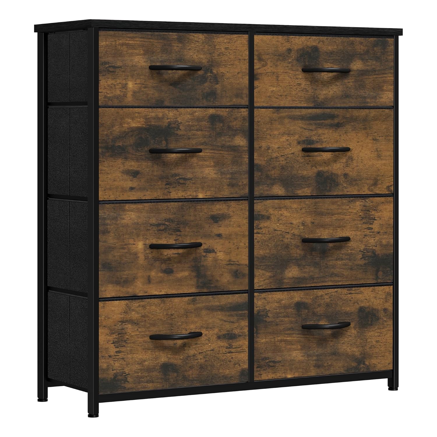 YITAHOME Chest of Drawer with 8 Drawers for Bedroom Fabric Dresser Storage Drawers With Handles Metal Frame for Living Room, Hallway,Rustic Brown