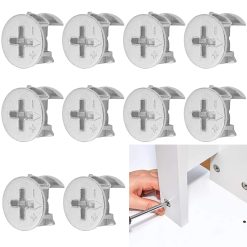 10PCS Durable Cam Lock Set for Drawers & Wardrobes – Anti-Corrosion, Secure Furniture Connector White