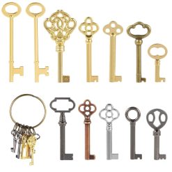 12PCS Hollow Barrel Skeleton Key, Universal Barrel Key Replacement, Generic Skeleton Key for Vintage Furniture and Locks