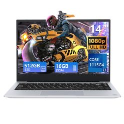 14 Inch Laptop, Gaming Notebook Core i3-1115G4 CPU 16GB RAM 512GB SSD, Iris Xe Graphics GPU Metal Notebook, Laptop with 2xType-C, 2xUSB3.2, 7000 mAh Battery, HDMI, BT & Wi-Fi 6