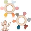2 Pack Teething Toys for Baby, Silicone Teether Teething Ring for Babies, BPA Free Baby Toys 0 3 6 12 Months, Teething Relief Chew Toys Nursing Accessories for Baby Boy Girl...