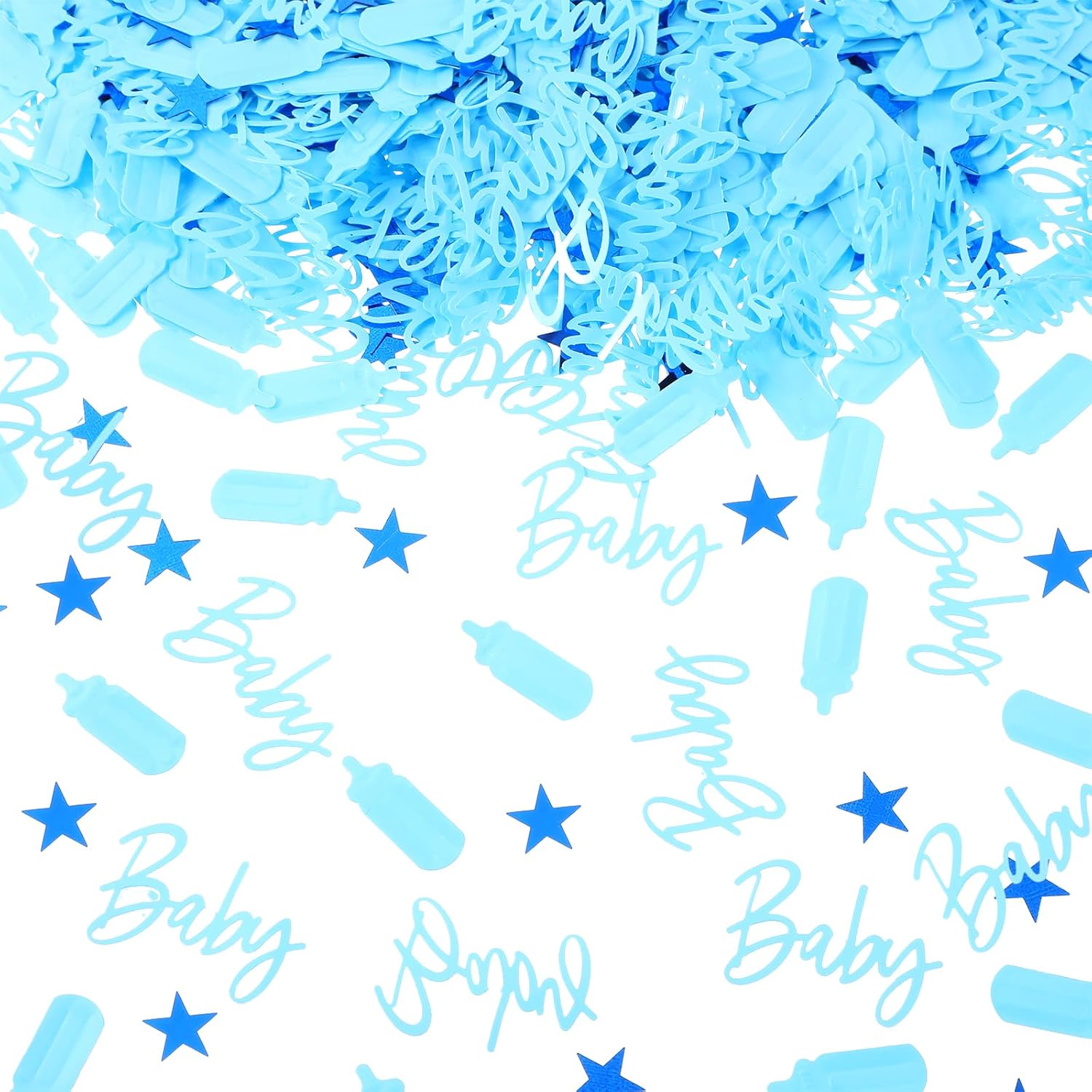 2000PCS Baby Shower Confetti Gender Reveal Party Supplies Blue Boy Shower Table Decoration Star Milk Bottle Letter Decorative Paper for Christening Birthday Scrapbooking...