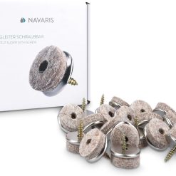 20x Navaris Felt Gliders with Screw Chair Glides - Floor Protector 20mm - Protection for Furniture Chairs Parquet Laminate - Felt and Metal - Round