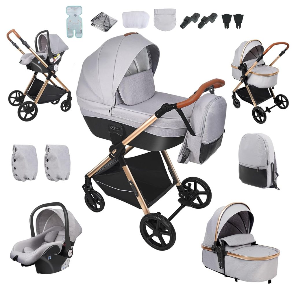 4 in 1 Pushchair Pram Travel System, Baby Stroller 4 in 1 with ...