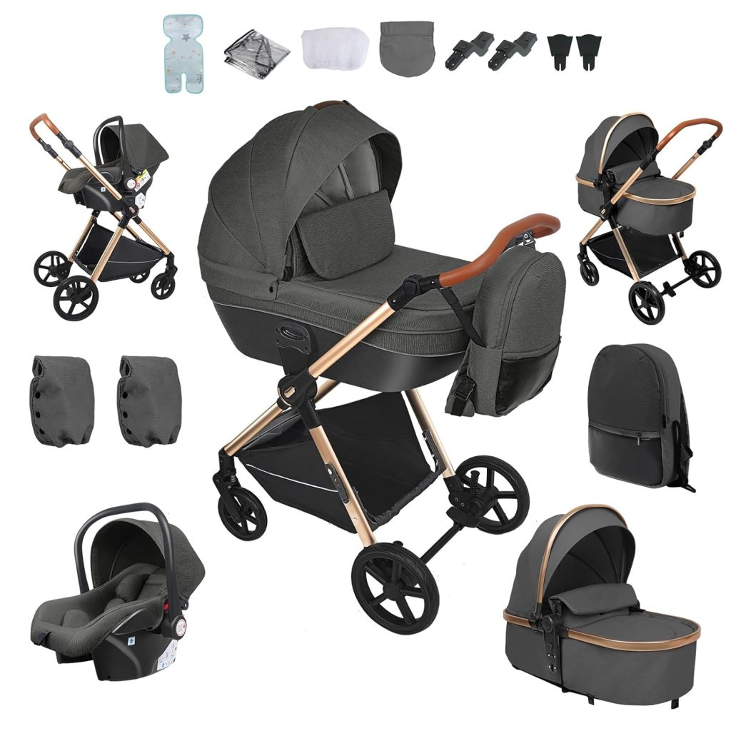 4 in 1 Pushchair Pram Travel System, Baby Stroller 4 in 1 with ...