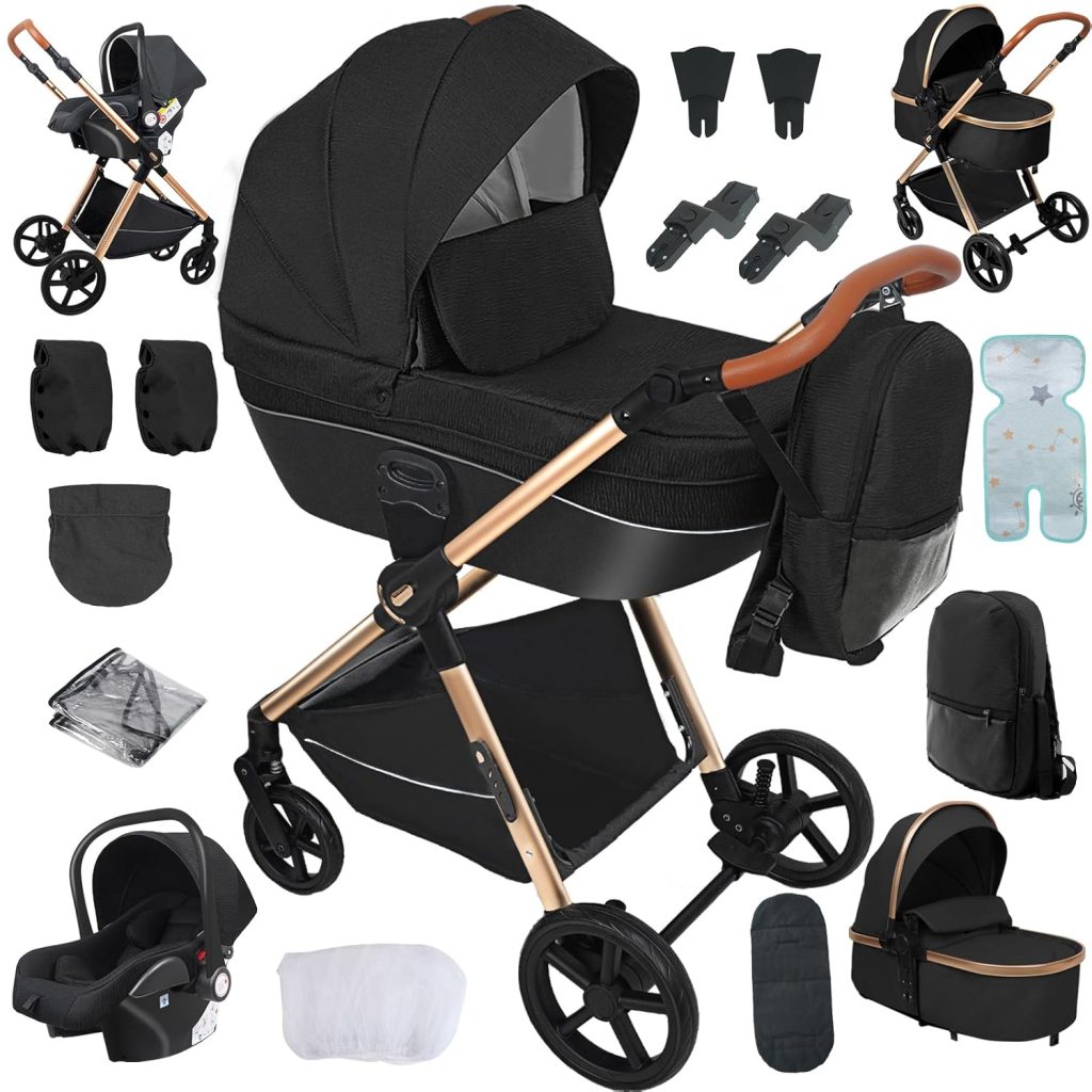 4 in 1 Pushchair Pram Travel System, Baby Stroller 4 in 1 with ...