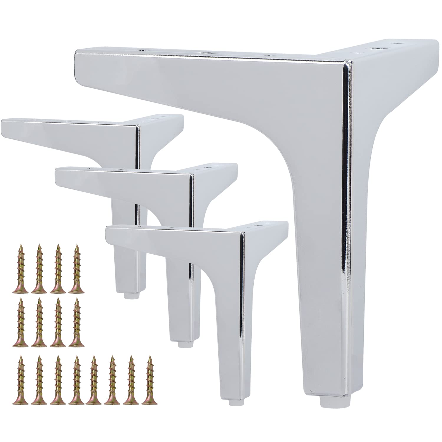 4 inch / 10cm Furniture Legs, La Vane Set of 4 Modern Metal Diamond Triangle Furniture Feet DIY Replacement Chrom for Cabinet Cupboard Sofa Couch Chair Ottoman
