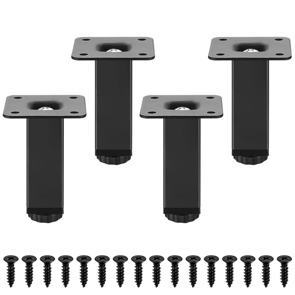 4 Pcs Adjustable Metal Furniture Feet – 0-15mm Adjustable, 8cm/3 Inch ...