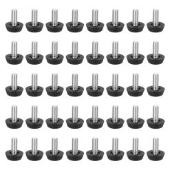 40 Pcs M8 Furniture Feet, 20 x 25mm Adjustable Leveling Table Foot, Plastic Screw Foot Floor Protector for Home Desk