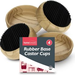 4pk Rubber Base Castor Cups - Non-Slip Furniture Protectors for Chair & Sofa Legs, Table Feet, Bed - Castor Cups to Protect Wooden Floors