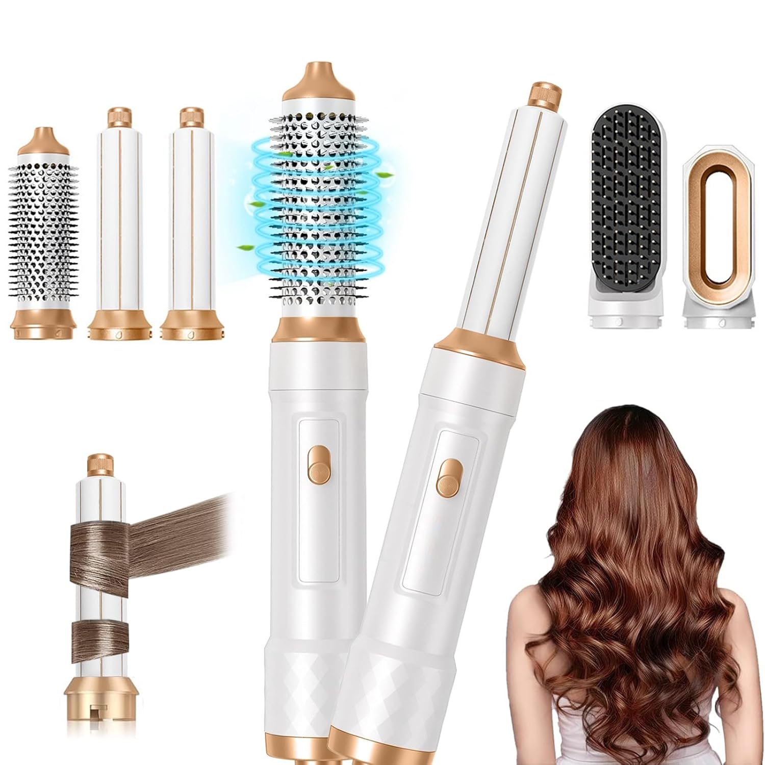 5 in 1 Hair Styler, 1000W High Speed Negative Ion Hair Dryer & Hot Air Brush, Professional Air Styler, Curling, Volumising, Straightening & Wave - Multi Functional Hair Styling...