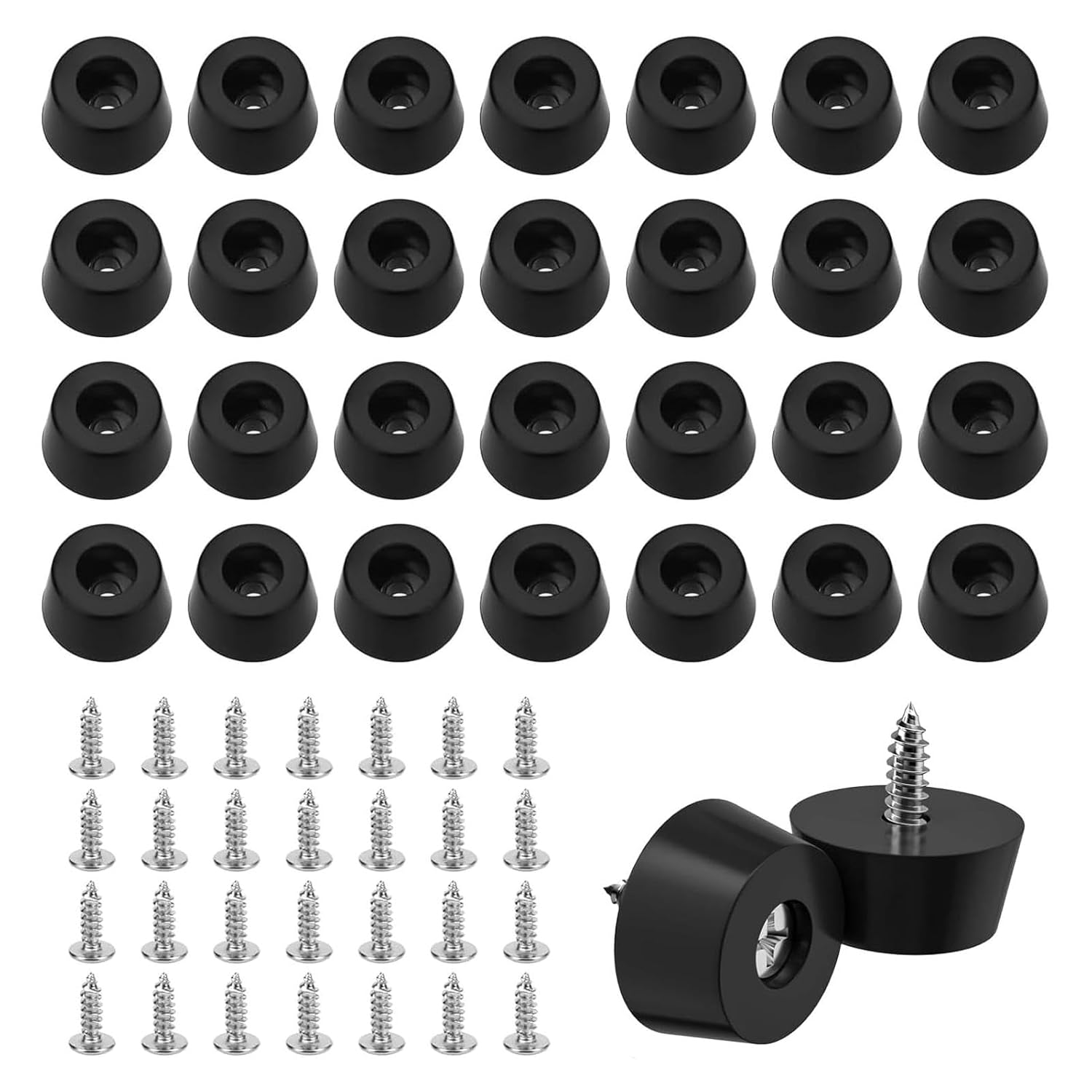 50 Pcs Rubber Feet Pads,Rubber Feet For Chopping Board With Stainless Steel Screws Pad,For Garden Furniture Electronics Kitchen Appliances(SIZE:0.59inch)