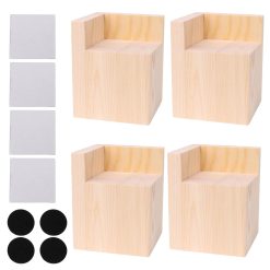 8.8x8.8x8cm L-Shaped Semi-Closed Lift Wood Bed Desk Riser Lifter Table Furniture Soft Feet Lifts Storage Set of 4