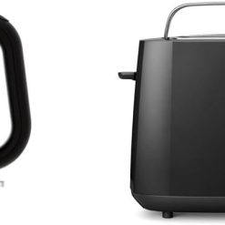 Amazon Basics 1.7L Glass Kettle + Philips Daily Collection Toaster, 2 Large Slots for Bread, 8 Settings + Integrated Bun Warming Rac, Blue