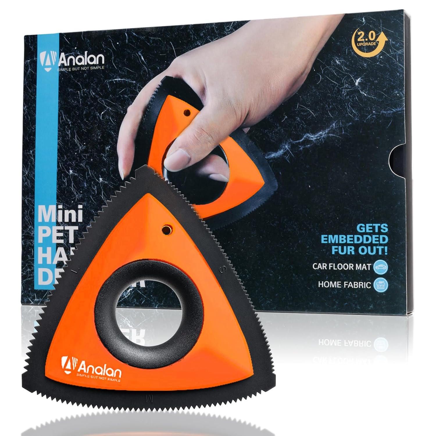 ANALAN Mini Pet Hair Remover Brush Animal Hair Removal Brush for Carpet, Furniture, Rugs, Clothes and Bedding, Sofa(Orange)