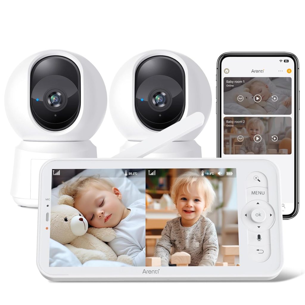 Camera Mini Split ARENTI Wifi Split Screen Baby Monitor with 2 Cameras,5-inch 720p ...