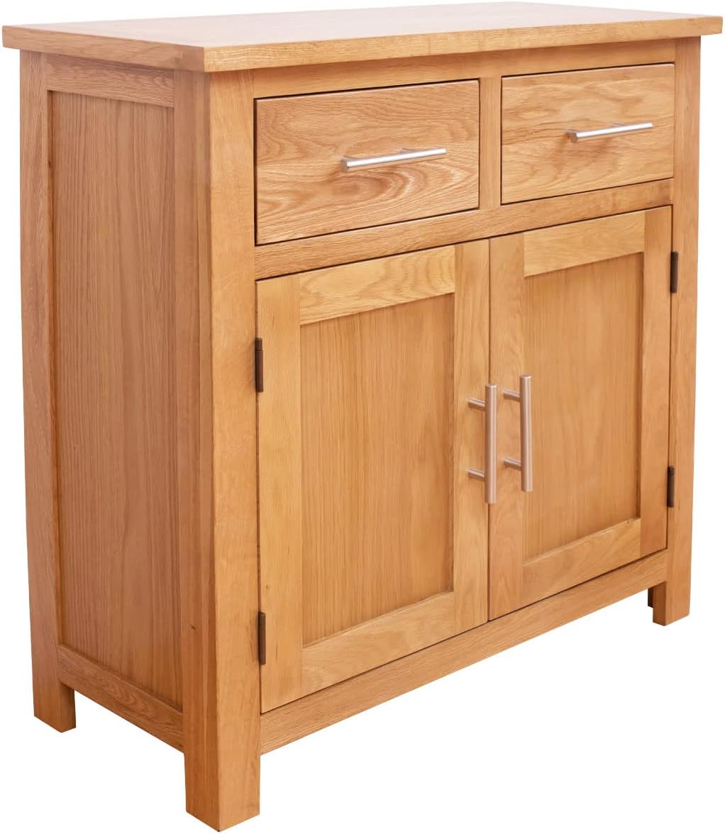 Aurotrice OAK Small Sideboard Living Room Storage 2 Doors 2 Drawers Mini Sideboard Natural