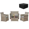 Aweather 4 Seater Rattan Garden Furniture Set with Waterproof Furniture Cover(Grey)