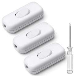 AXFEE 6A DP Inline Cord Switch, 3Packs Torpedo Switch, 2 or 3 Core Double Pole Switching Accept Round or Flat Wire, 250V Inline Switch for Desk Lamp/Light/Bulb/Small Appliance...