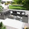 AYOROF 9-Seater Large Rattan Garden Corner Sofa Set, Outdoor Garden Furniture Set Patio Sofa Set with Coffee Table, Seat Cushions and Back Cushions,for Backyard, Garden,...