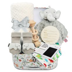 Baby Boy Girl Gifts Newborn: 9 PCS Personalised Baby Gift Box Essentials Including Personalised Baby Blankets, Baby Bibs, Baby Socks, Ink Pad, Rattle and More, Baby Shower/New...