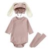 Baby Easter Outfit for Newborn Boys Girls Bunny Romper With Tail + Rabbit Ears Hat + Socks Set 3Pc