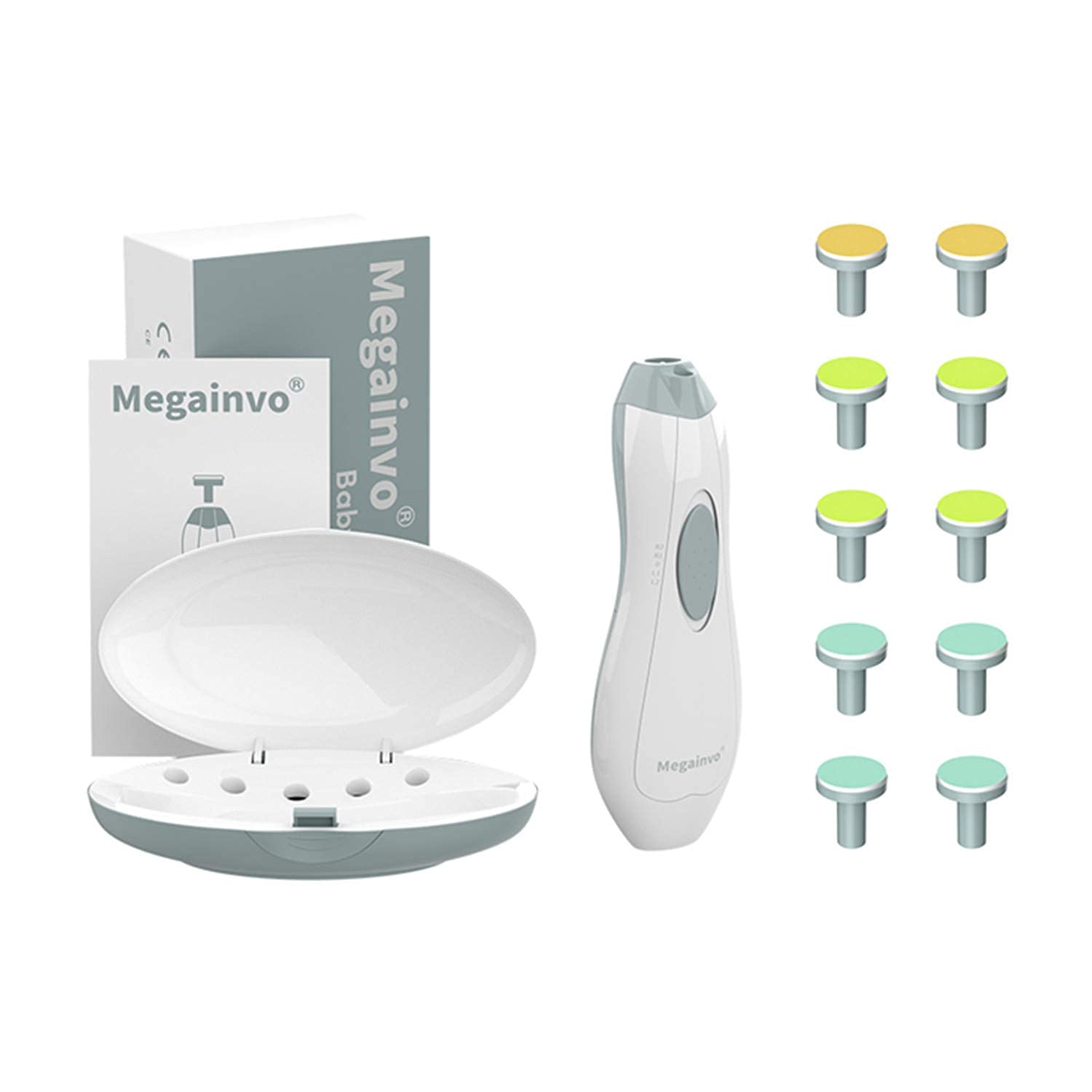 Baby Nail File Electric Nail Trimmer Manicure Set LED Light Whisper Quiet Design Safe for Newborn Toddler Kids Toes and Fingernails Care 10 Grinding Heads AA Battery Operated...