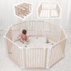 Baby Playpen & Gate - 144 x 144 x 63 cm, Extends Up to 579 cm - Pine Wooden Play Pen with Child-Proof Lock - Safe & Portable Easy Assembly Playpen for Baby & Toddlers - Blush