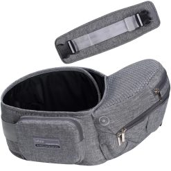 Bebamour Baby Carrier Hip Seat 0-36 Months Lightweight 3 in 1 Baby Carrier Newborn to Toddler HipSeat (with Waist Extender, Fold Series, Noble Grey)