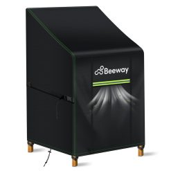 BEEEWAY Garden Stacking Chair Cover Waterproof with Air Vent, Outdoor Patio Stackable Chairs Cover - 420D Oxford Fabric, Anti-UV , Windproof - 95 x 65 x 150/110cm