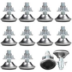 BELLE VOUS 12 Pack Adjustable M8 x 30mm Furniture Levellers - Medium Duty Foot Leveling Felt Glides & Pronged Tee Nut - Home, Office & Restaurant Feet Leveler for Table, Chair,...