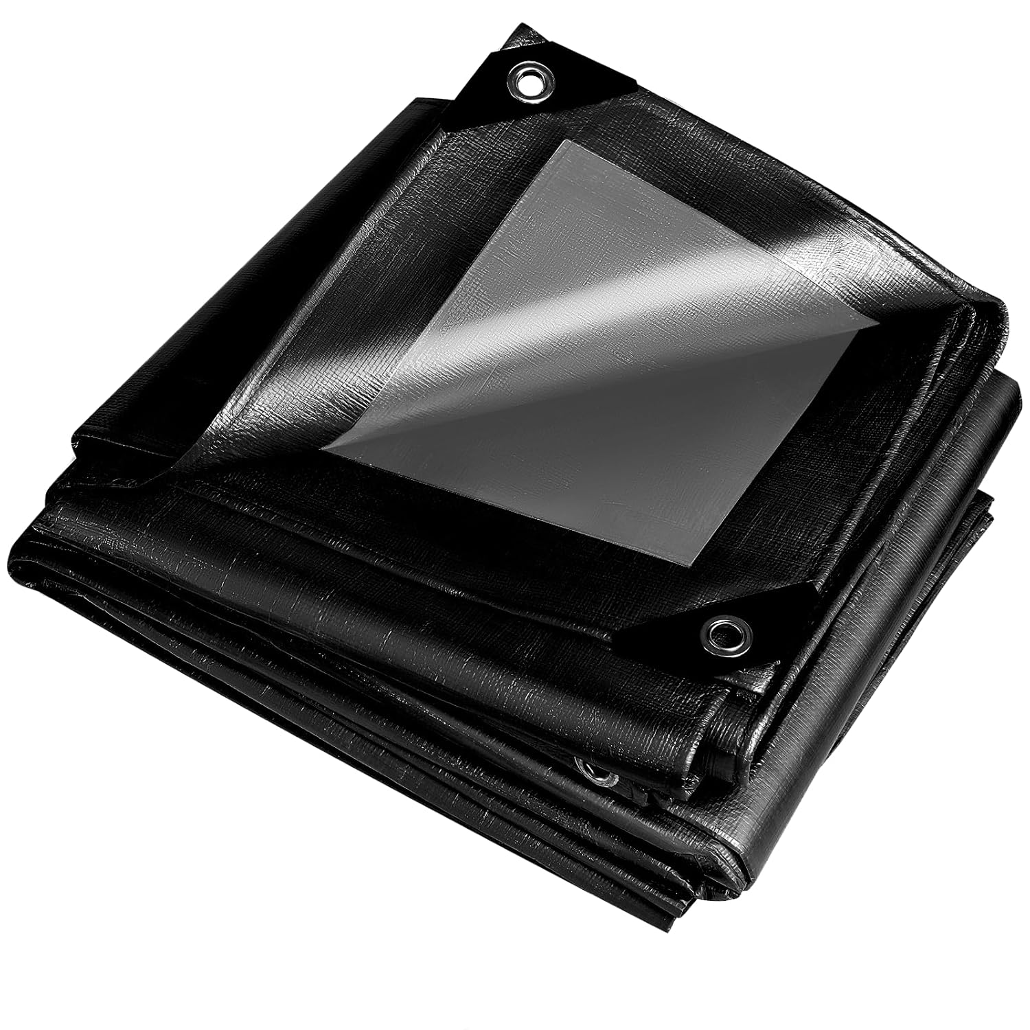 Black Large Tarpaulin waterproof heavy duty 260 g/m²,Reinforced Eyelets,Weatherproof Snow Dust UV,for Groundsheet Camping Garden Furniture Pool Building Site Caravan Boat Tarp...