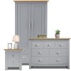 Blisswood 3 Piece Bedroom Furniture Set, 2 Door Wardrobe & 4+3 Drawer Chest of Drawer + 2 Drawer Bedside Table Cabinet Bedroom Set for Bedroom Storage furniture (Grey & Oak)